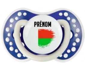 Drapeau effet pinceau Madagascar avec prénom Tétine LOVI Dynamic Bleu-marine phosphorescente