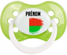 Drapeau effet pinceau Madagascar avec prénom Sucette Anatomique Vert classique