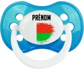 Drapeau effet pinceau Madagascar avec prénom Sucette Anatomique Cyan classique
