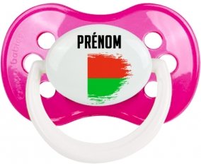 Drapeau effet pinceau Madagascar avec prénom Sucette Anatomique Rose foncé classique
