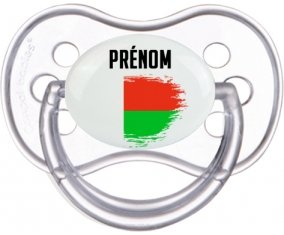 Drapeau effet pinceau Madagascar avec prénom Sucette Anatomique Transparente classique