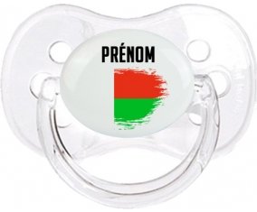 Drapeau effet pinceau Madagascar avec prénom Sucette Cerise Transparent classique
