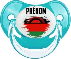Drapeau effet pinceau Malawi avec prénom : Sucette Physiologique personnalisée