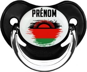 Drapeau effet pinceau Malawi avec prénom Sucette Physiologique Noir classique