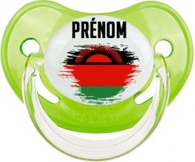 Drapeau effet pinceau Malawi avec prénom Sucette Physiologique Vert classique