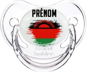 Drapeau effet pinceau Malawi avec prénom Sucette Physiologique Transparent classique