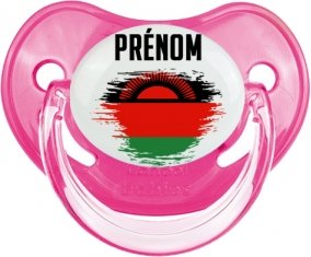 Drapeau effet pinceau Malawi avec prénom Sucette Physiologique Rose classique