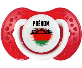 Drapeau effet pinceau Malawi avec prénom Sucette LOVI Dynamic Blanc-rouge classique