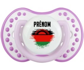 Drapeau effet pinceau Malawi avec prénom Sucette LOVI Dynamic Blanc-mauve classique