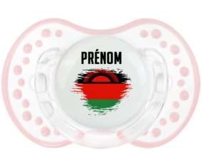 Drapeau effet pinceau Malawi avec prénom Sucette LOVI Dynamic Retro-blanc-rose-tendre classique