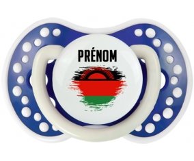Drapeau effet pinceau Malawi avec prénom Sucette LOVI Dynamic Bleu-marine phosphorescente