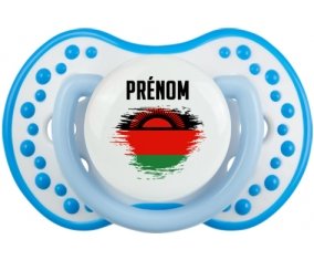 Drapeau effet pinceau Malawi avec prénom Sucette LOVI Dynamic Blanc-bleu phosphorescente