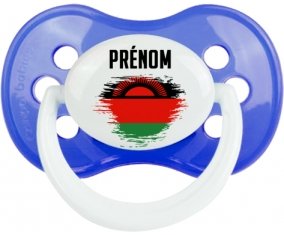 Drapeau effet pinceau Malawi avec prénom Tétine Anatomique Bleu classique