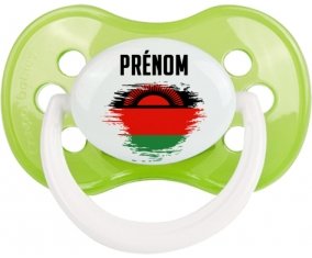 Drapeau effet pinceau Malawi avec prénom Tétine Anatomique Vert classique