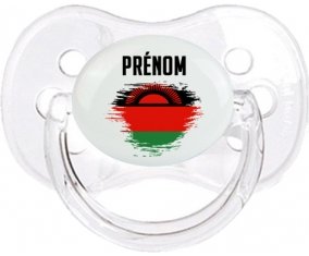 Drapeau effet pinceau Malawi avec prénom Sucette Cerise Transparent classique