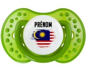 Drapeau effet pinceau Malaisie avec prénom Sucette LOVI Dynamic Vert classique