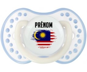 Drapeau effet pinceau Malaisie avec prénom Sucette LOVI Dynamic Blanc-cyan classique