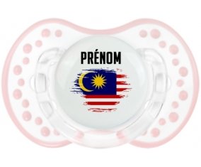 Drapeau effet pinceau Malaisie avec prénom Sucette LOVI Dynamic Retro-blanc-rose-tendre classique