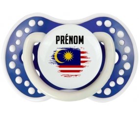 Drapeau effet pinceau Malaisie avec prénom Sucette LOVI Dynamic Bleu-marine phosphorescente