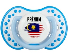 Drapeau effet pinceau Malaisie avec prénom Sucette LOVI Dynamic Blanc-bleu phosphorescente