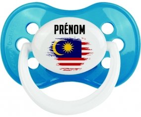 Drapeau effet pinceau Malaisie avec prénom Sucette Anatomique Cyan classique