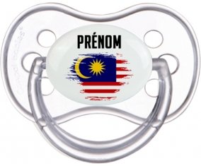 Drapeau effet pinceau Malaisie avec prénom Sucette Anatomique Transparente classique