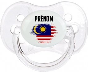 Drapeau effet pinceau Malaisie avec prénom Tétine Cerise Transparent classique