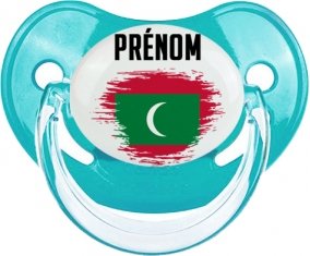 Drapeau effet pinceau Maldives avec prénom Tétine Physiologique Bleue classique