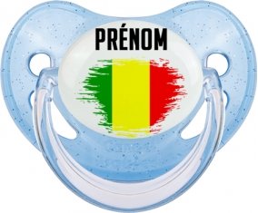Drapeau effet pinceau Mali avec prénom Sucete Physiologique Bleue à paillette