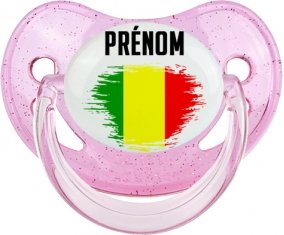 Drapeau effet pinceau Mali avec prénom Sucete Physiologique Rose à paillette