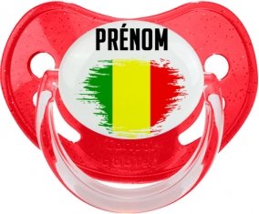 Drapeau effet pinceau Mali avec prénom Sucete Physiologique Rouge à paillette