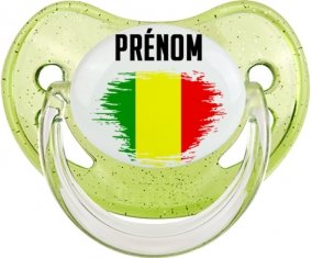 Drapeau effet pinceau Mali avec prénom Sucete Physiologique Vert à paillette