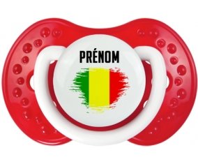 Drapeau effet pinceau Mali avec prénom Tétine LOVI Dynamic Blanc-rouge classique