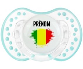Drapeau effet pinceau Mali avec prénom Tétine LOVI Dynamic Retro-blanc-lagon classique