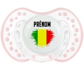 Drapeau effet pinceau Mali avec prénom Tétine LOVI Dynamic Retro-blanc-rose-tendre classique