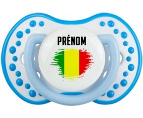 Drapeau effet pinceau Mali avec prénom Tétine LOVI Dynamic Blanc-bleu phosphorescente