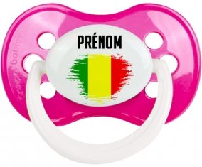 Drapeau effet pinceau Mali avec prénom Sucette Anatomique Rose foncé classique