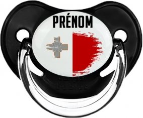 Drapeau effet pinceau Malte avec prénom Sucette Physiologique Noir classique