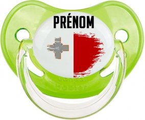 Drapeau effet pinceau Malte avec prénom Sucette Physiologique Vert classique