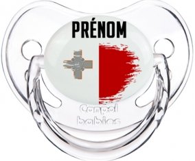 Drapeau effet pinceau Malte avec prénom Sucette Physiologique Transparent classique