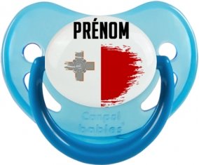 Drapeau effet pinceau Malte avec prénom Sucette Physiologique Bleue phosphorescente