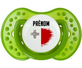 Drapeau effet pinceau Malte avec prénom : Sucette LOVI Dynamic personnalisée
