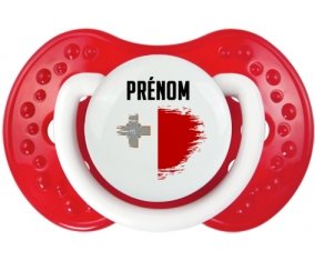 Drapeau effet pinceau Malte avec prénom Sucette LOVI Dynamic Blanc-rouge classique