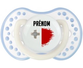 Drapeau effet pinceau Malte avec prénom Sucette LOVI Dynamic Blanc-cyan classique