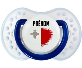 Drapeau effet pinceau Malte avec prénom Sucette LOVI Dynamic Marine-blanc-bleu classique