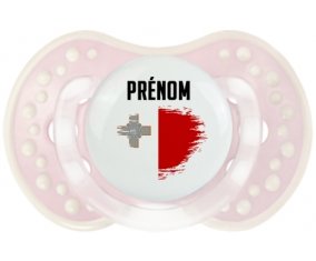 Drapeau effet pinceau Malte avec prénom Sucette LOVI Dynamic Retro-rose-tendre classique