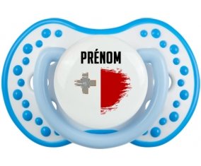 Drapeau effet pinceau Malte avec prénom Sucette LOVI Dynamic Blanc-bleu phosphorescente