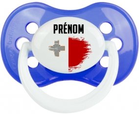 Drapeau effet pinceau Malte avec prénom Tétine Anatomique Bleu classique