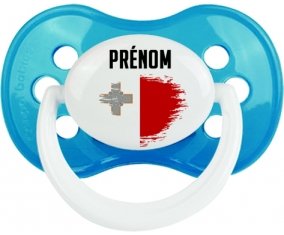 Drapeau effet pinceau Malte avec prénom Tétine Anatomique Cyan classique