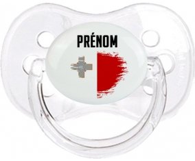 Drapeau effet pinceau Malte avec prénom Sucette Cerise Transparent classique